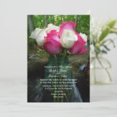 Roze en witte rozen in Mason Jar op Waterval Kaart (Staand voorkant)