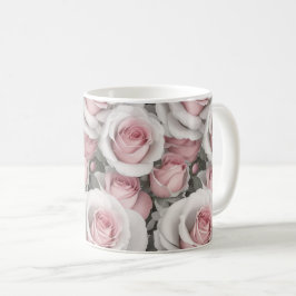 Roze en witte rozen koffiemok