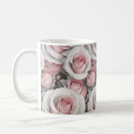 Roze en witte rozen koffiemok