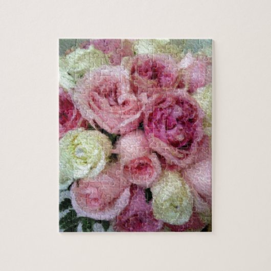 Roze en witte rozen legpuzzel (Verticaal)