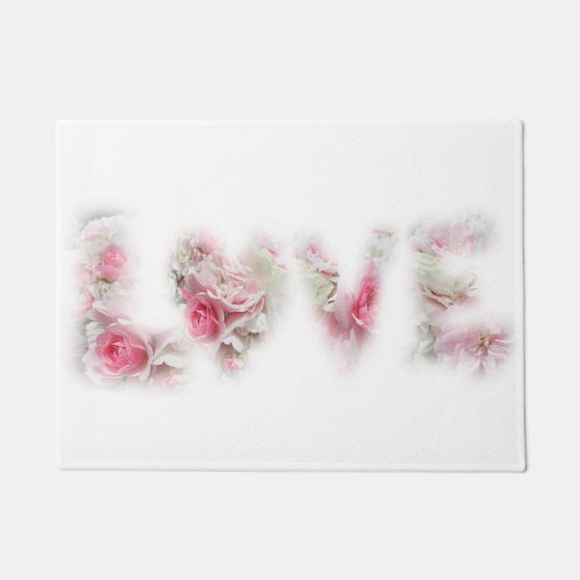 Roze en witte rozen LOVE Mat (Voorkant)