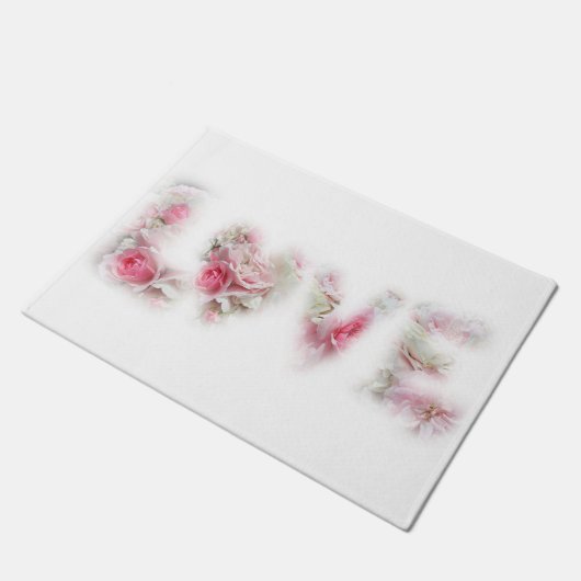 Roze en witte rozen LOVE Mat (Schuin)