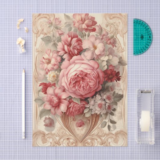 Roze en witte rozen met  Lijst Tissuepapier (Craft)