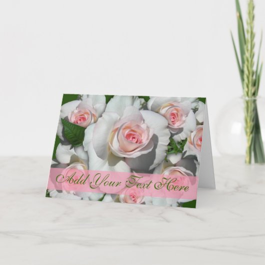 Roze en Witte Rozen Notecards Kaart (Voorkant)