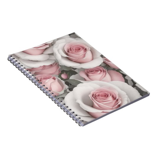 roze en witte rozen notitieboek (Rechterzijde)