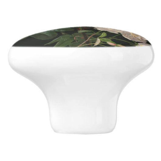 Roze en witte rozen op zwarte achtergrond keramische knop (Zijkant)