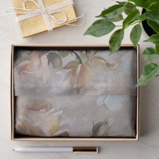 Roze en Witte Rozen Print Decoupage / Tissuepapier (Geschenk)