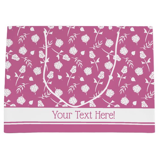  Roze en Witte Rozen Rosebud Bloemenprint Groot Cadeauzakje (Voorkant)