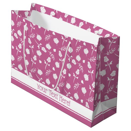  Roze en Witte Rozen Rosebud Bloemenprint Groot Cadeauzakje (Voorkant Gekanteld)