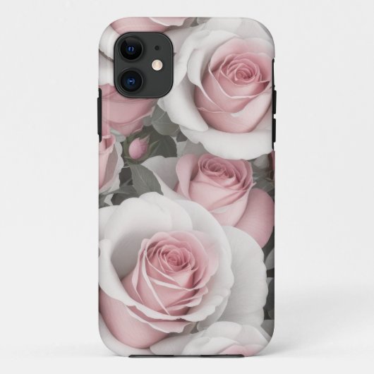 Roze en Witte Rozen Telefoon Case (Achterkant)