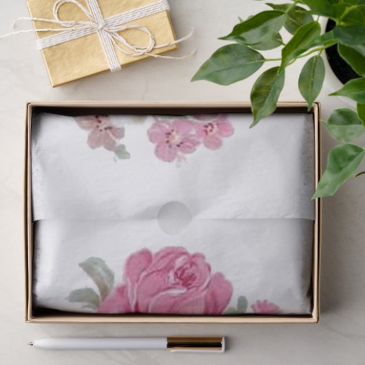 Roze en witte  Rozen Tissuepapier (Geschenk)