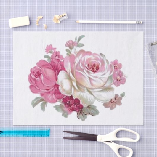 Roze en witte  Rozen Tissuepapier (Craft)