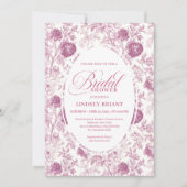 Roze en Witte Rozen Toile Bruidsdouche Kaart (Voorkant)