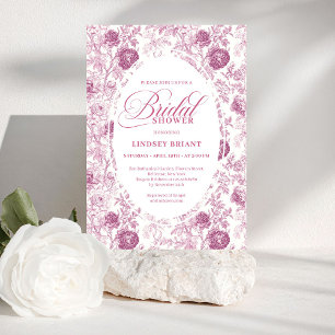 Roze en Witte Rozen Toile Bruidsdouche Kaart
