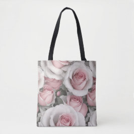 Roze en witte rozen tote bag