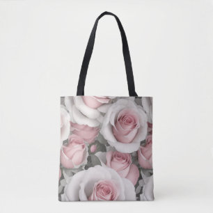 Roze en witte rozen tote bag