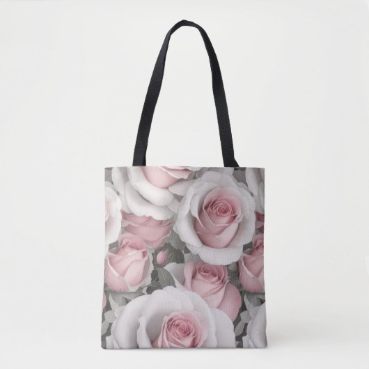 Roze en witte rozen tote bag (Voorkant)