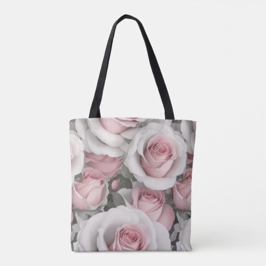 Roze en witte rozen tote bag (Achterkant)