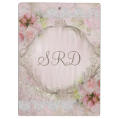 Roze en witte rozen Victoriaans kant goud lijst Klembord (Achterkant)