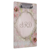 Roze en witte rozen Victoriaans kant goud lijst Klembord (Rechts)