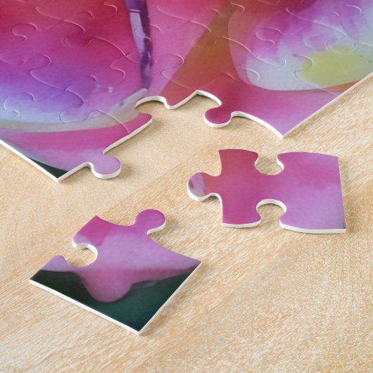 Roze en witte rozenblaadjes Bloem Art Puzzel (Zijkant)