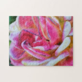 Roze en witte rozenblaadjes Bloem Art Puzzel (Horizontaal)