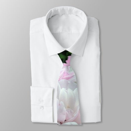 roze en witte rozenbloemmonogram, stropdas. stropdas (Gebonden)