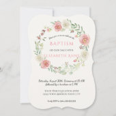Roze en witte rozenkrans kinderdoop baby meisje kaart (Voorkant)