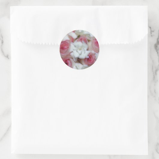 Roze en witte rozenomenvelop Stickers (Tas)