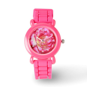 Roze en witte rozenroze roze horloge