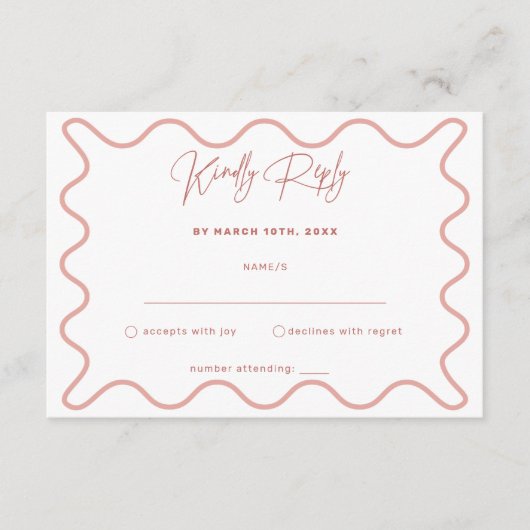 Roze en witte RSVP-kaart met witte rand Informatiekaartje (Voorkant)