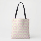 Roze en witte ruitvormen op tote bag (Voorkant)