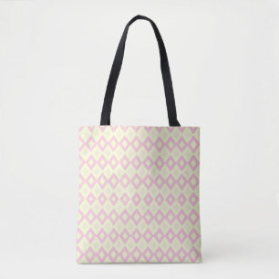 Roze en witte ruitvormen op tote bag