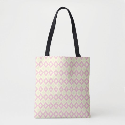 Roze en witte ruitvormen op tote bag (Voorkant)