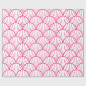 Roze en witte scallop patroon cadeaupapier (Vlak)