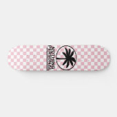 Roze en Witte Schaakbord Patroon Skateboard (Horizontaal)
