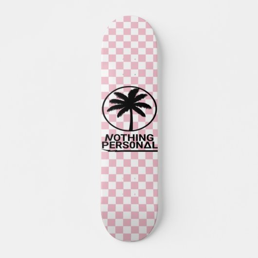 Roze en Witte Schaakbord Patroon Skateboard (Voorkant)