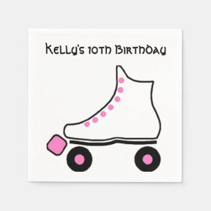 Roze en witte Schaats Papier Napkins Servet