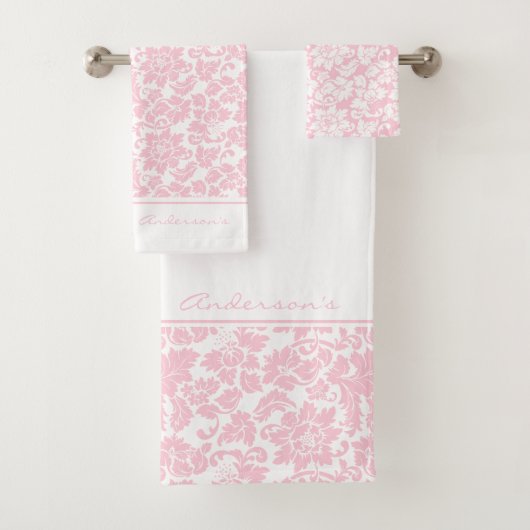 Roze en witte schade bad handdoek (Insitu)