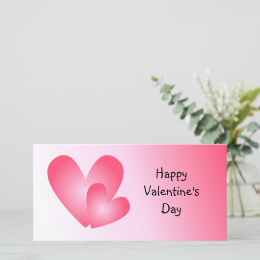 Roze en witte schattige harten feestdagenkaart (Staand voorkant)