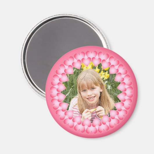 Roze en witte schattige harten sjabloon magneet (Voorkant / Achterkant)