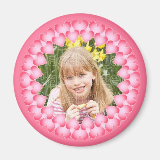 Roze en witte schattige harten sjabloon magneet (Voorkant)