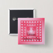 Roze en witte schattige harten vierkante button 5,1 cm (Voorkant /achterkant)