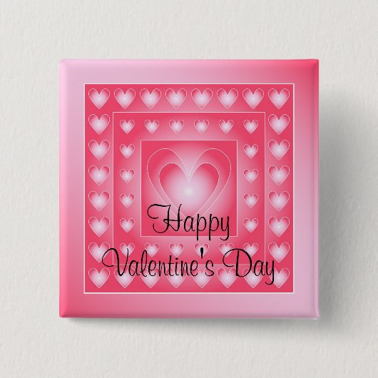 Roze en witte schattige harten vierkante button 5,1 cm (Voorkant)