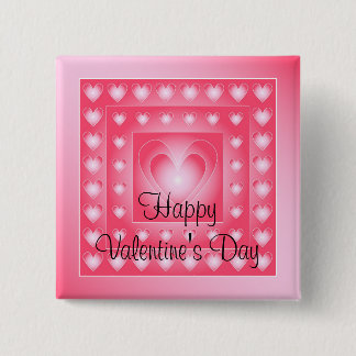 Roze en witte schattige harten vierkante button 5,1 cm