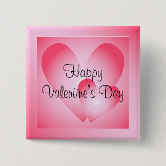 Roze en witte schattige harten vierkante button 5,1 cm