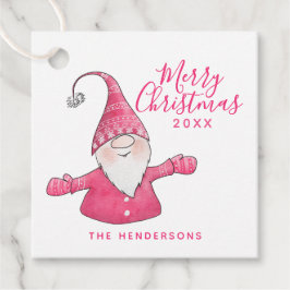 Roze en witte Schattigee Gnome Custom Merry Christ Bedankjes Labels