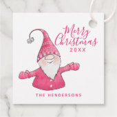 Roze en witte Schattigee Gnome Custom Merry Christ Bedankjes Labels (Achterkant)