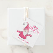 Roze en witte Schattigee Gnome Custom Merry Christ Bedankjes Labels (In situ)