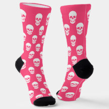 Roze en witte schedel silhouet patroon Halloween
